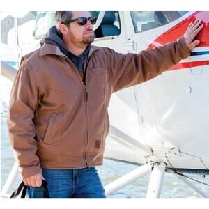 Burne Bush Pilot Jacket Large Bomber Quilted Lining Insulated Canvas